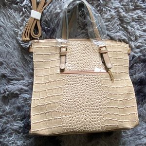 Taupe crocodile embossed faux leather